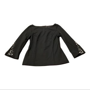 WHITE HOUSE BLACK MARKET Black Top Pearls Size 6